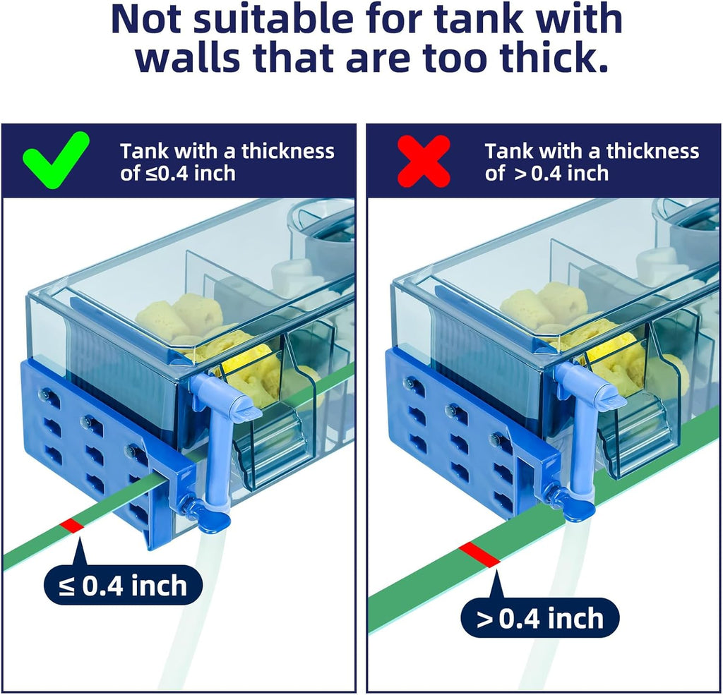 Multi-Stage Hang-On-Back Aquarium Filter for 20-50 Gallon Fish Tanks Waterfall Oxygenation & Ultra-Quiet HOB Filter System with Splash Guard & Dual Mounting
