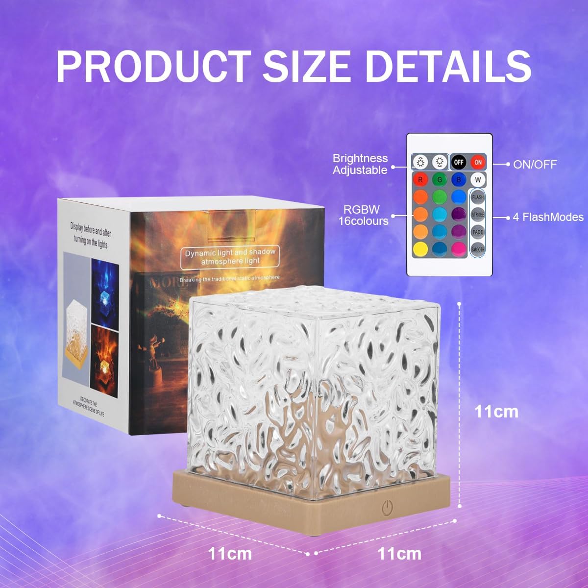 Ocean Wave Projector Light,16 Colors Ocean Lamp Water Ripple Cube Night Light with Remote for Bedrooms,Games, Birthdays,Festivals (Ocean Lamp)
