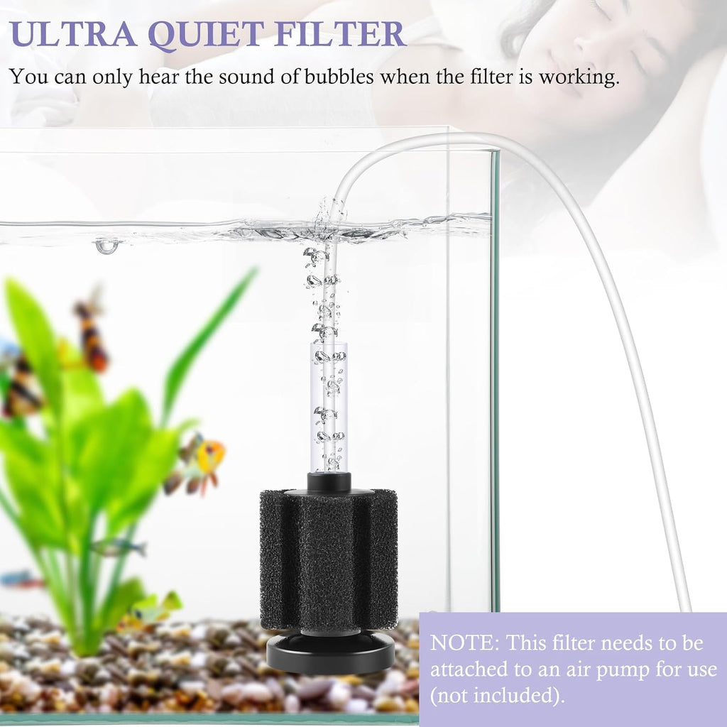 FEDOUR Aquarium Sponge Filter, Ultra Quiet Aeration Bio Sponge Filters for Breeding Fry Shrimp Betta Fish Tank, Efficient Submersible Aquarium Filter for up to 100Gallon Tank (S for up to 15gallon)