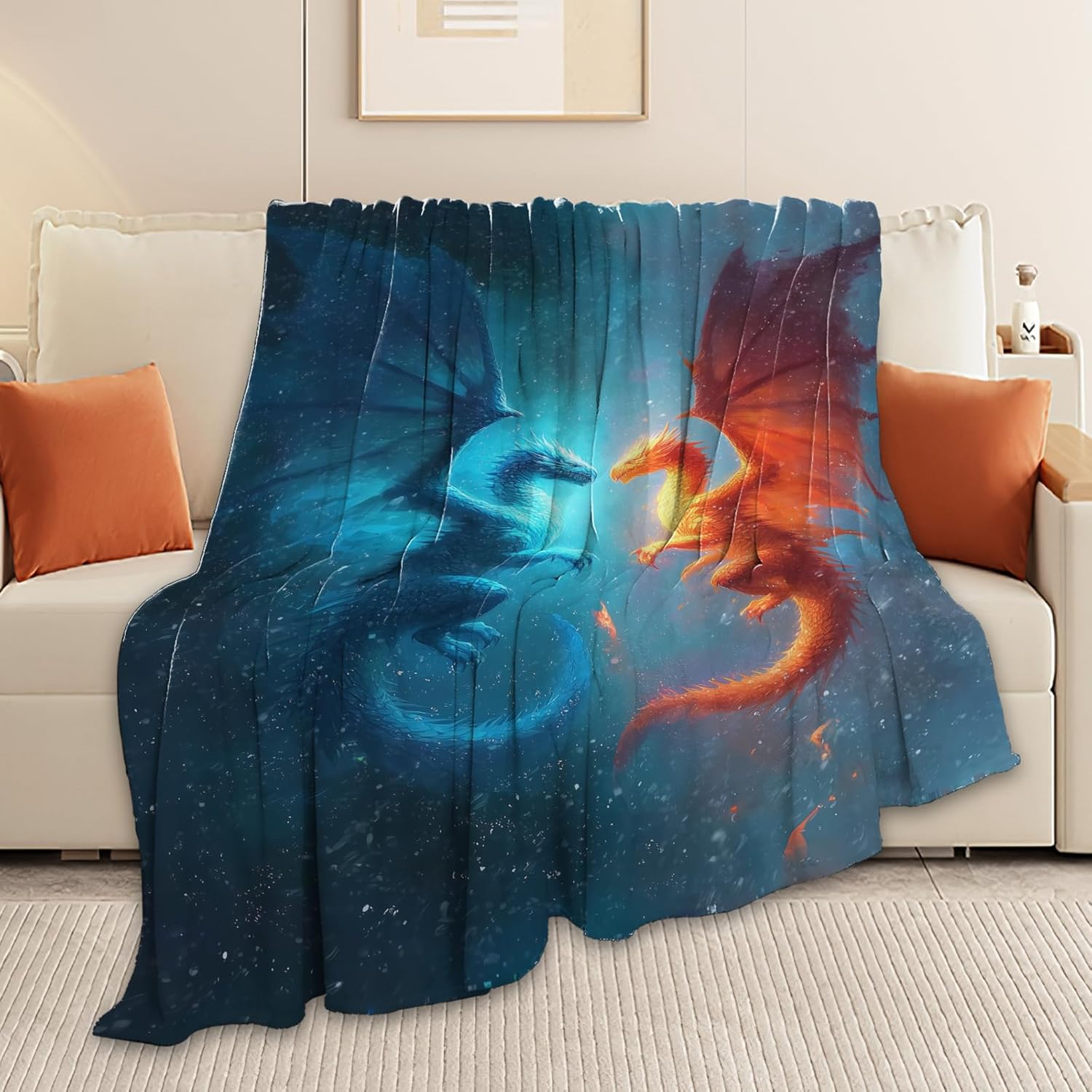 Dragon Throw Blanket Dragon Stuff Gifts for Kids Girls Boys Adults Women Men Soft Cozy Warm Plush Fluffy Fuzzy Fleece Blanket Decor 40''X50''