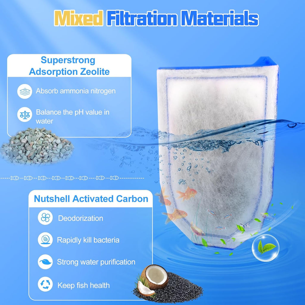 9 Pack Carbon Filter Large Compatible with Tetra Whisper EX30/EX45/EX70 Filters, Replacement Filter Cartridges Compatible with Whisper EX30/EX45/EX70 Filters