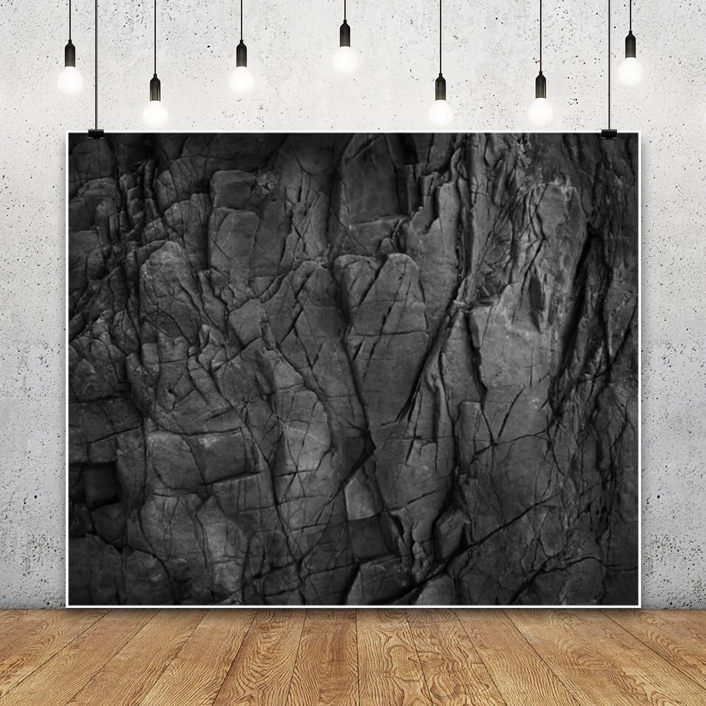Black Stone Brick Wall Backdrop 10x8ft Vintage Stone Brick Photography Backdrop Baby Shower Birthday Party Theme Background Kids Adults Portrait Photo Backdrop Decoration Photo Booth Studio Prop