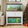 DWVO Heavy Duty Metal Aquarium Stand with Power Outlets, Cabinet for Fish Tank Accessories Storage - Suitable for 40-50 Gallon Fish Tank Stand, Turtle, Reptile Terrarium, 660LBS Capacity, White