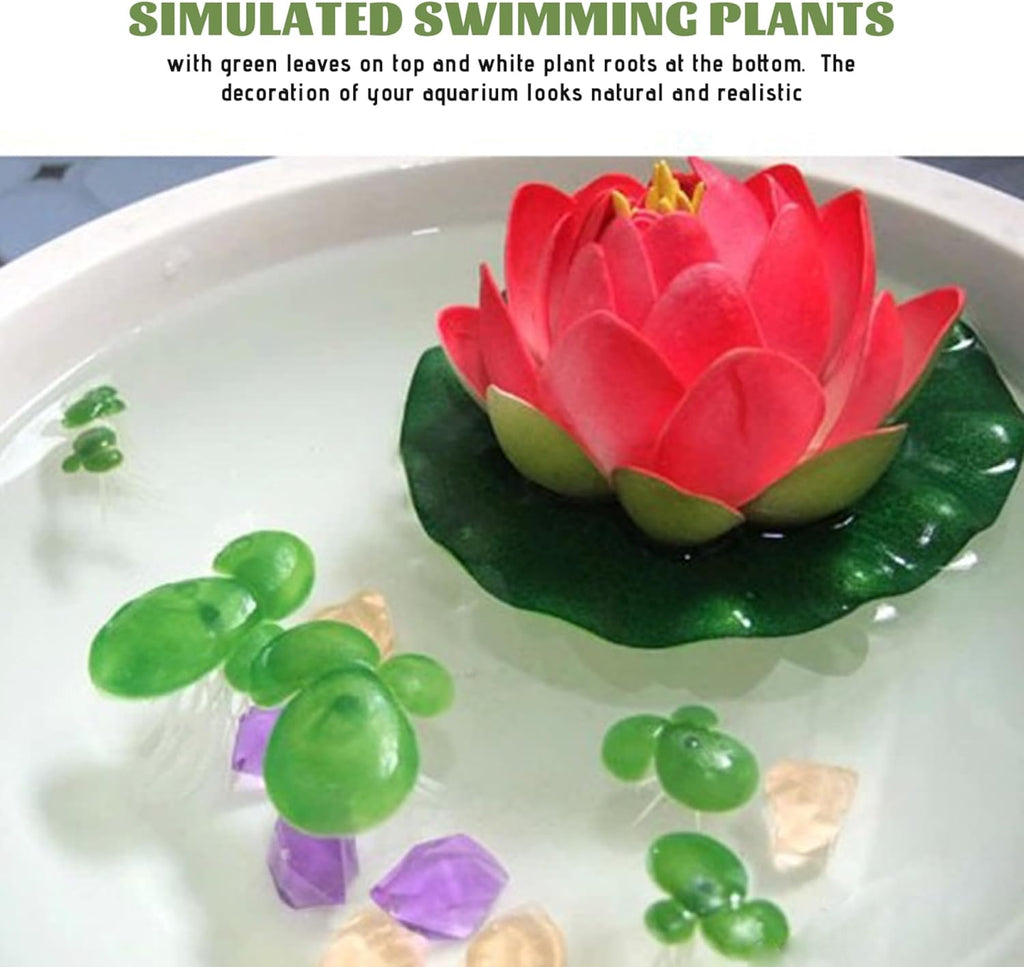 Floating Aquarium Plants, 18Pcs Lifelike Mini Green Duckweed with, 3 Sizes Plastic Floating Plants for Aquarium Fish Tank Decor for