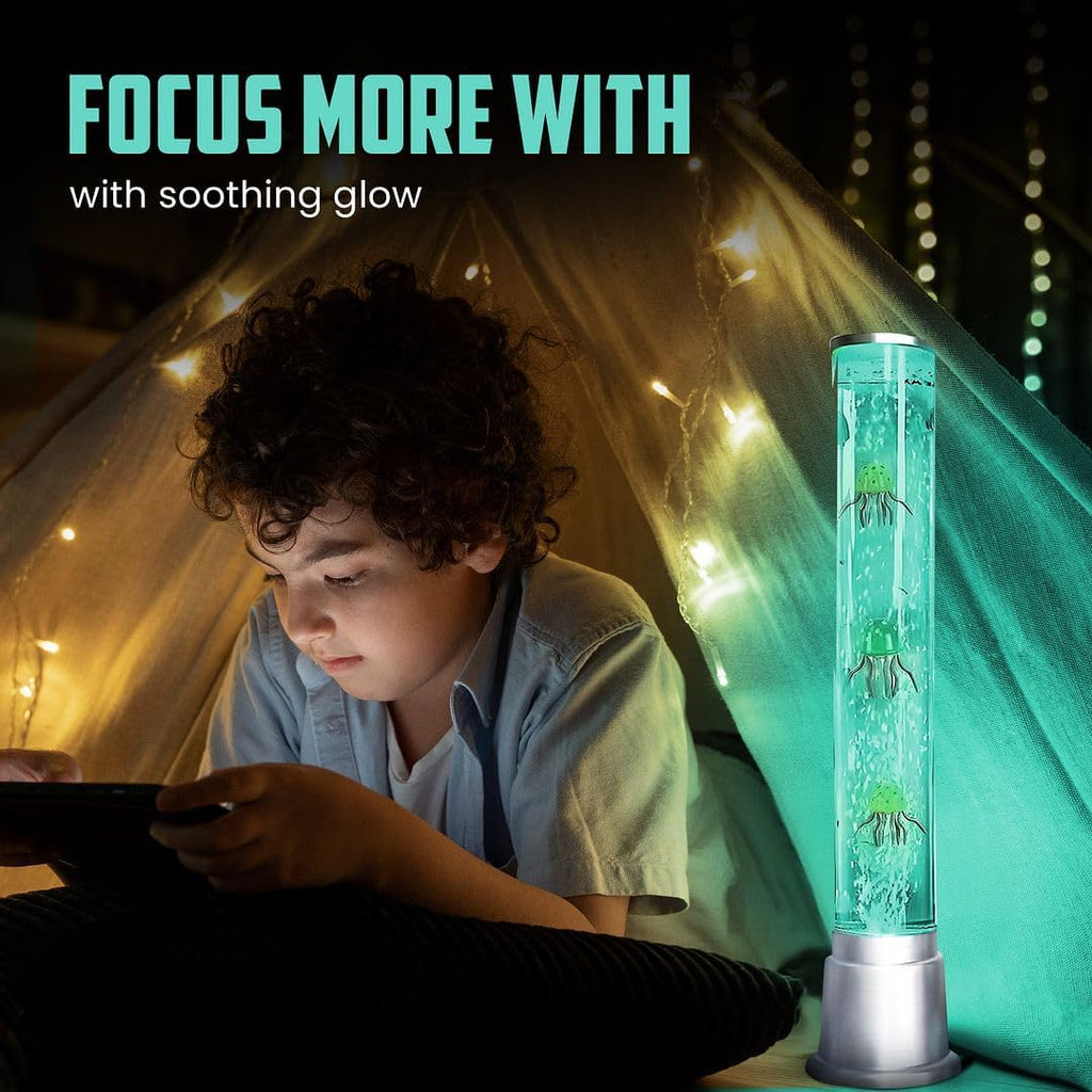 Jellyfish Lamp Bubble Lights with 6 LED Color Automatic Changing Night Light Moving Jelly Fish Aquarium - Sensory Tube Tower Table Desk Lava Lamp for Bedroom Home Decor Christmas Gifts 1.9FT