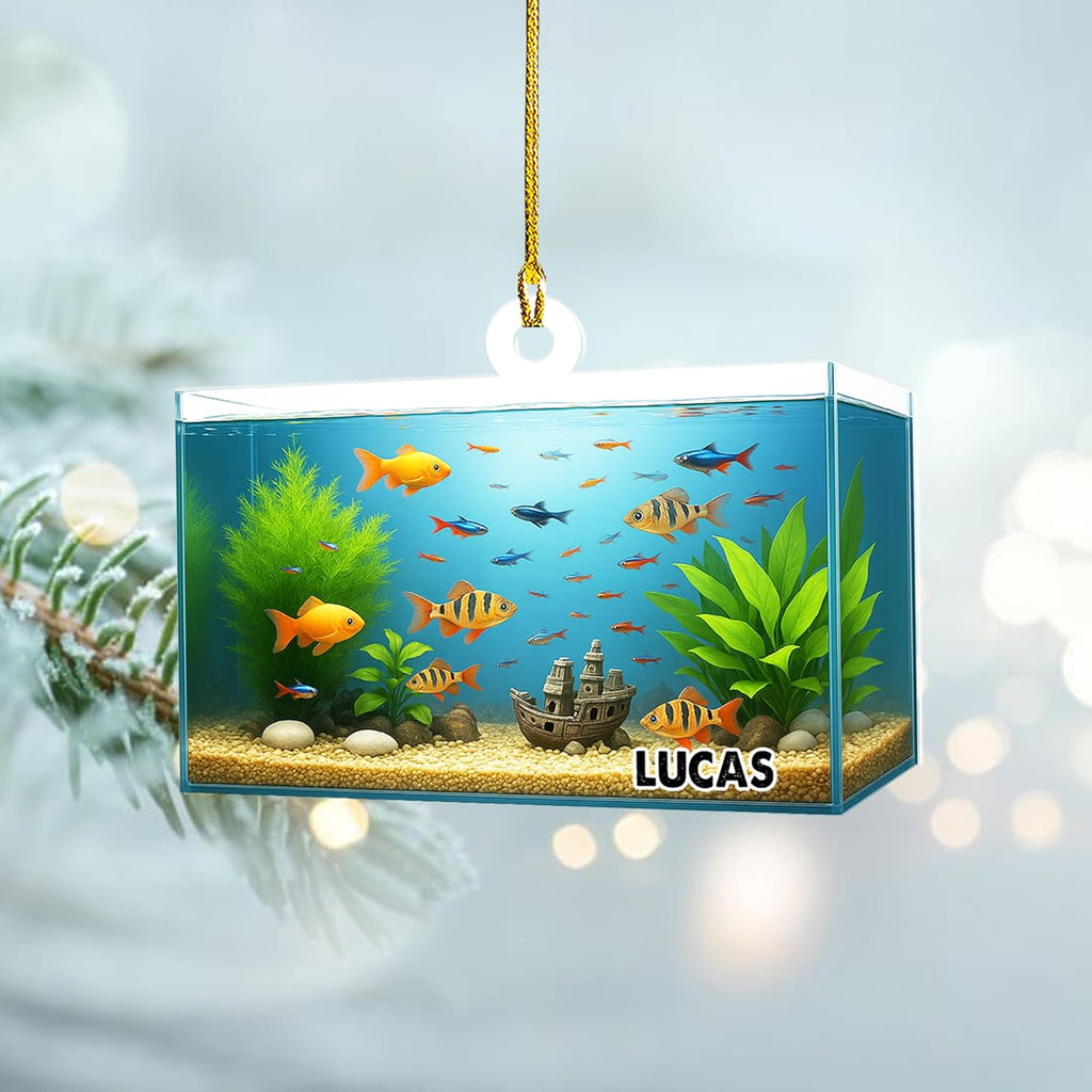 Personalized Aquarium Fish Tank Christmas Ornament 2025, Custom Name Clownfish Holiday Tree Decoration, Unique Keepsake Gift for Fish Lovers, Pet Owners, Kids, Aquarists (ON5)
