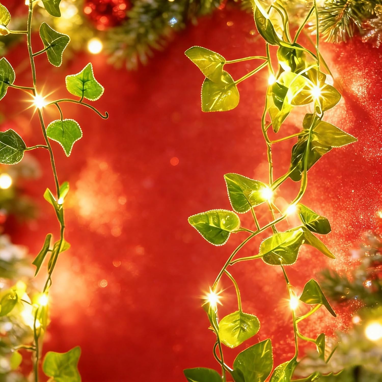 6FT - 2Pack Twinkling Tree Fairy Light Olive Vine Garland,Lighted Olive Tree,Cozy Home Decor,Pre-Lit Lighted Artificial Olive Garland with Timer for Christmas Decorations (Eucalyptus Leaf, 1)
