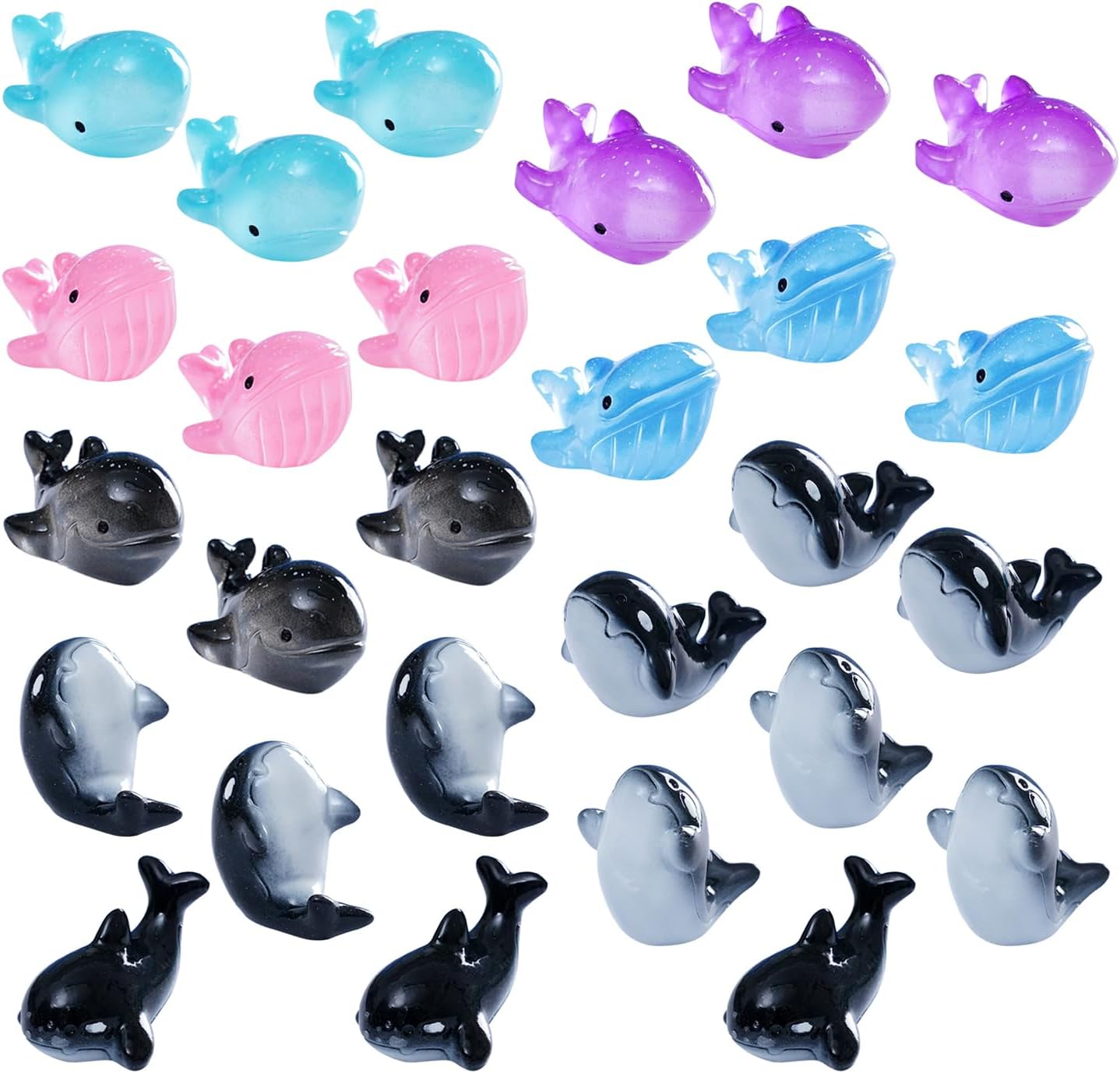27 Pcs Cute Killer Whale Miniature Figurines Mini Whale Figurines for Terrarium Fish Tank Home Décor DIY Craft Project