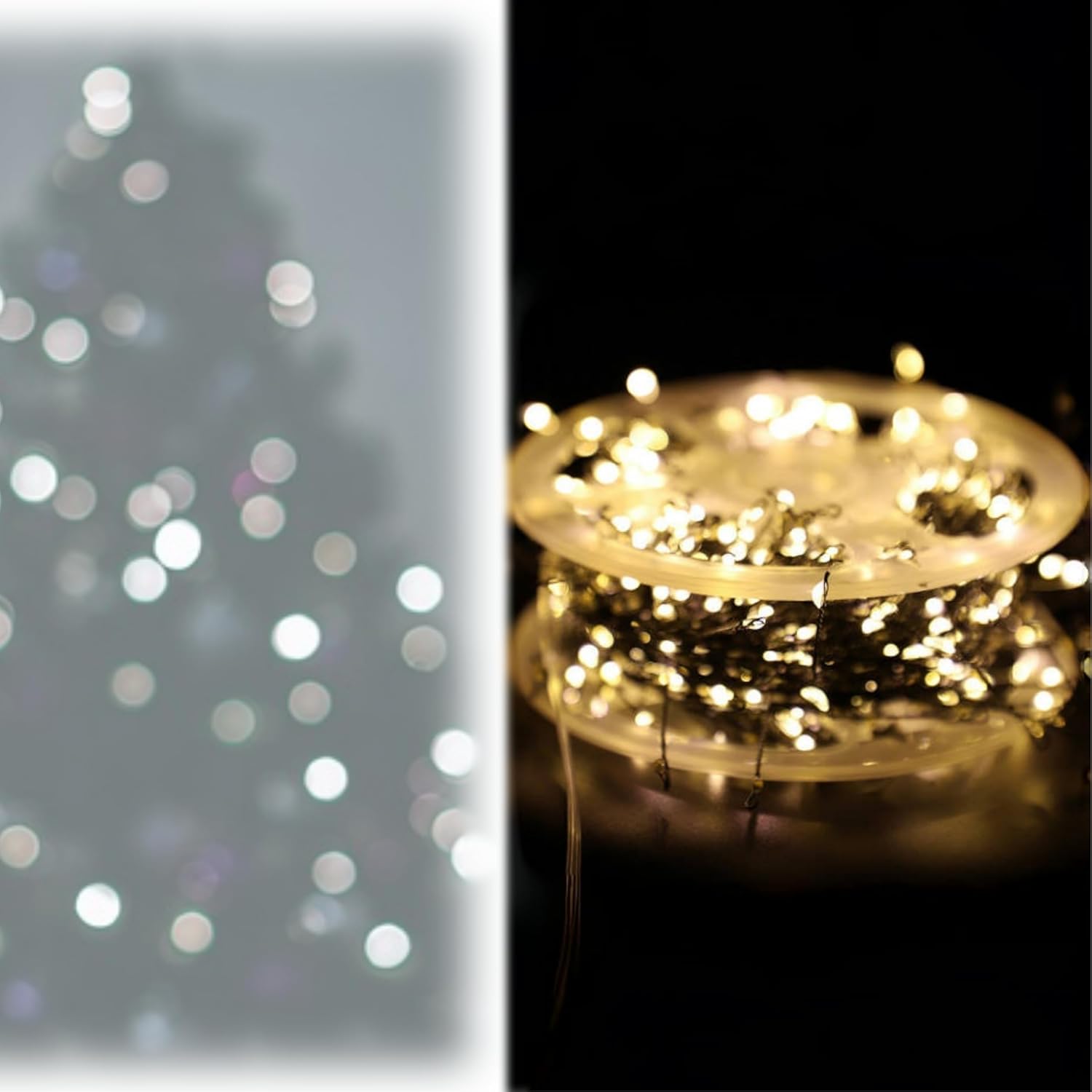 Copper Wire Firecracker Light String, Cluster Twinkle Lights for Christmas Tree, Copper Wire Firecracker Fairy Lights,Holiday Copper Wire Atmosphere Lights (Warm, 19.68ft-200 Lights-Battery Box)