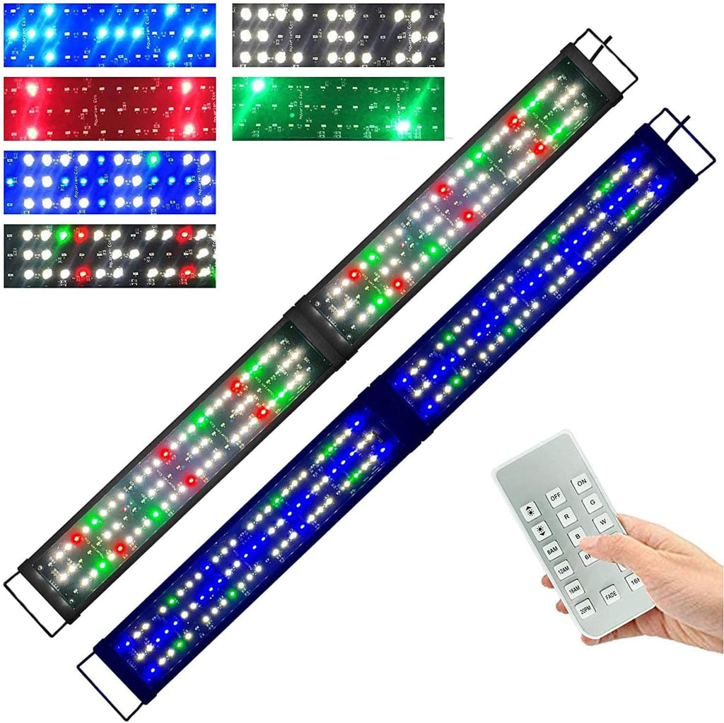 KZKR Upgraded Aquarium Light 11 to 78 inch Full Spectrum Fish Tank Light Adjustable Remote Control Hood Lamp Lighting for Freshwater Saltwater Marine (Remote Control Multicolor 48-60 Inch(24+24"))