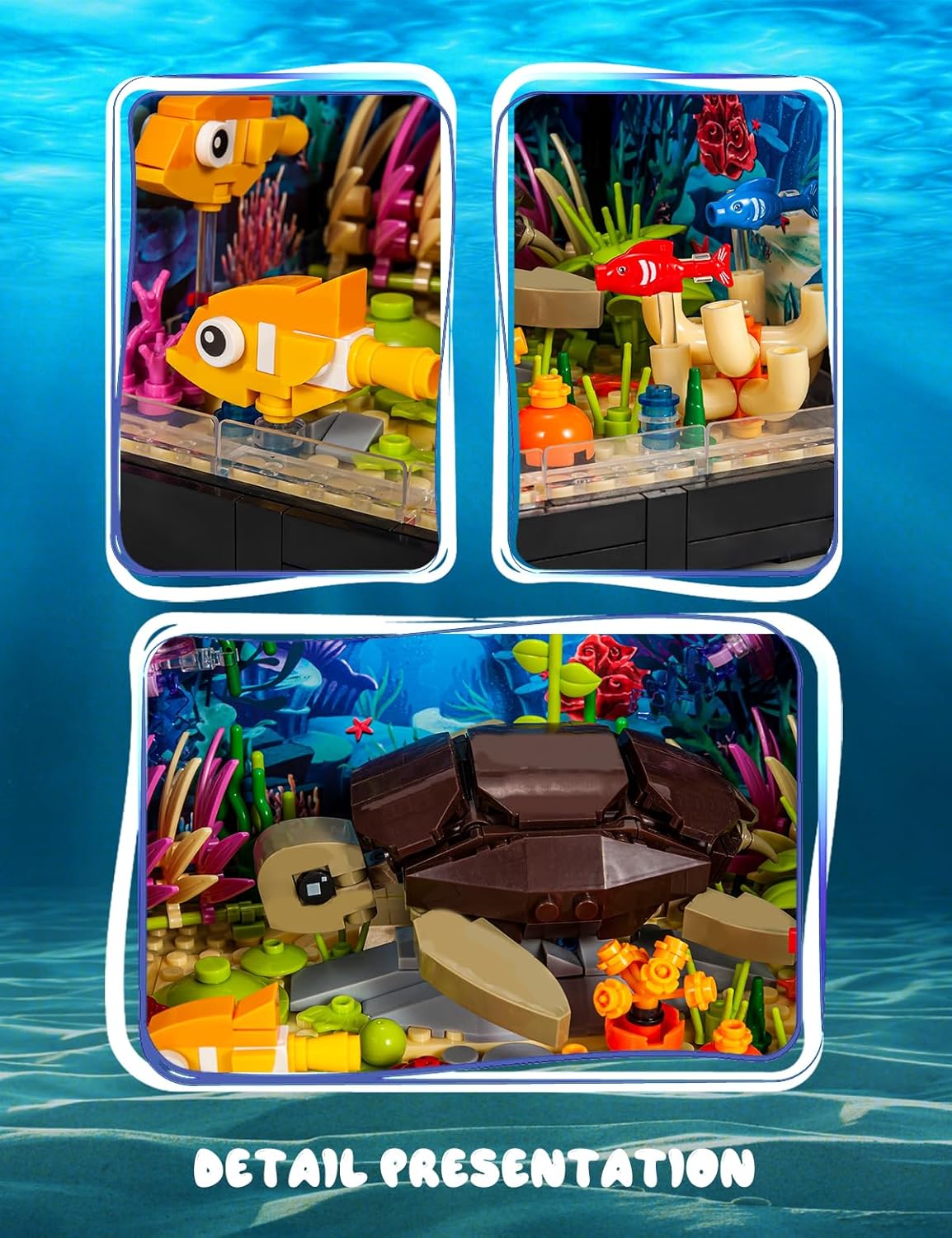 SEMKY Turtle Building Blocks Set with LED Lights, (753Pieces) Creative Sea Animal Model Gifts for Kid and Adult