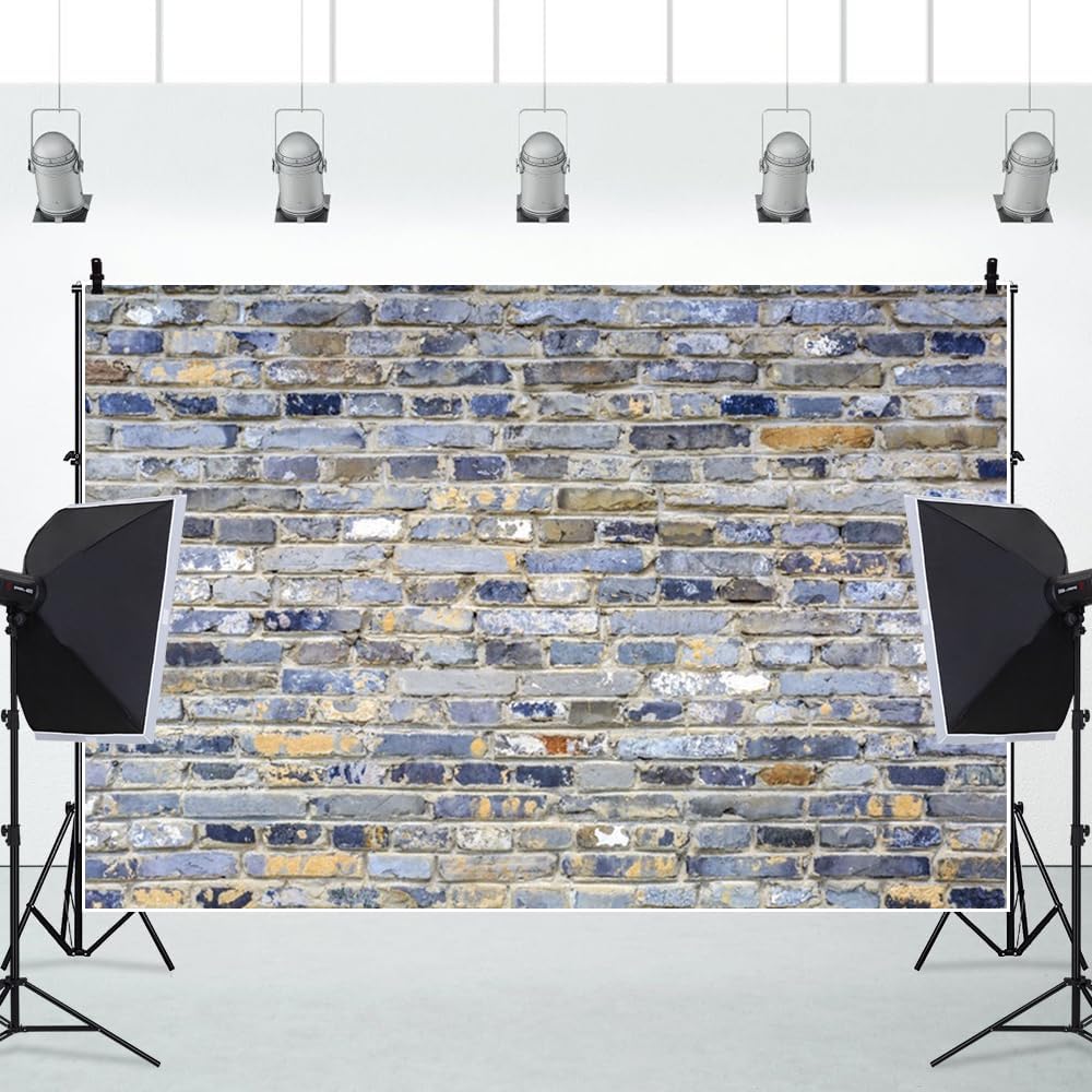 ChloropLastid 10x8ft Brick Wall Backdrop Retro Art Gray Brick Wall Background Rural Style Wall Texture Countryside Photography for Newborn Birthday Baby Shower Party Decorations
