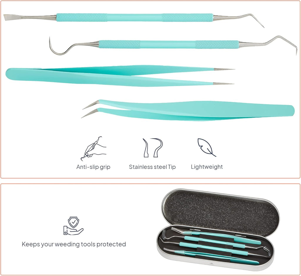 Premium Vinyl Weeding Tool Kit - Precision Stainless Steel Weeder - Hook and Pick with Fine Tweezers Crafting Set - by iVyne