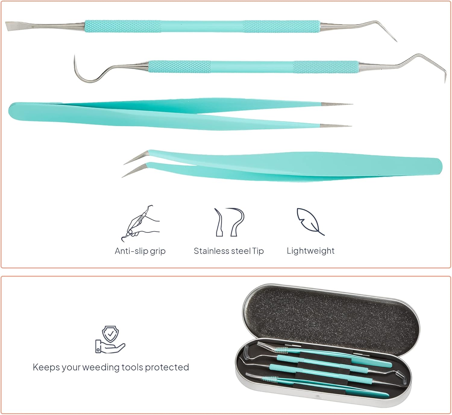 Premium Vinyl Weeding Tool Kit - Precision Stainless Steel Weeder - Hook and Pick with Fine Tweezers Crafting Set - by iVyne