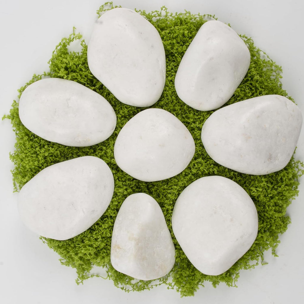 40 lbs White Polished Decorative Stones, 2-3 Inch Polished Rocks, Perfect for Outdoor Gardens, Pathways, Potted Plants, Vase Fillers, and Home Decor (Pure White, Weight: 40 LB)
