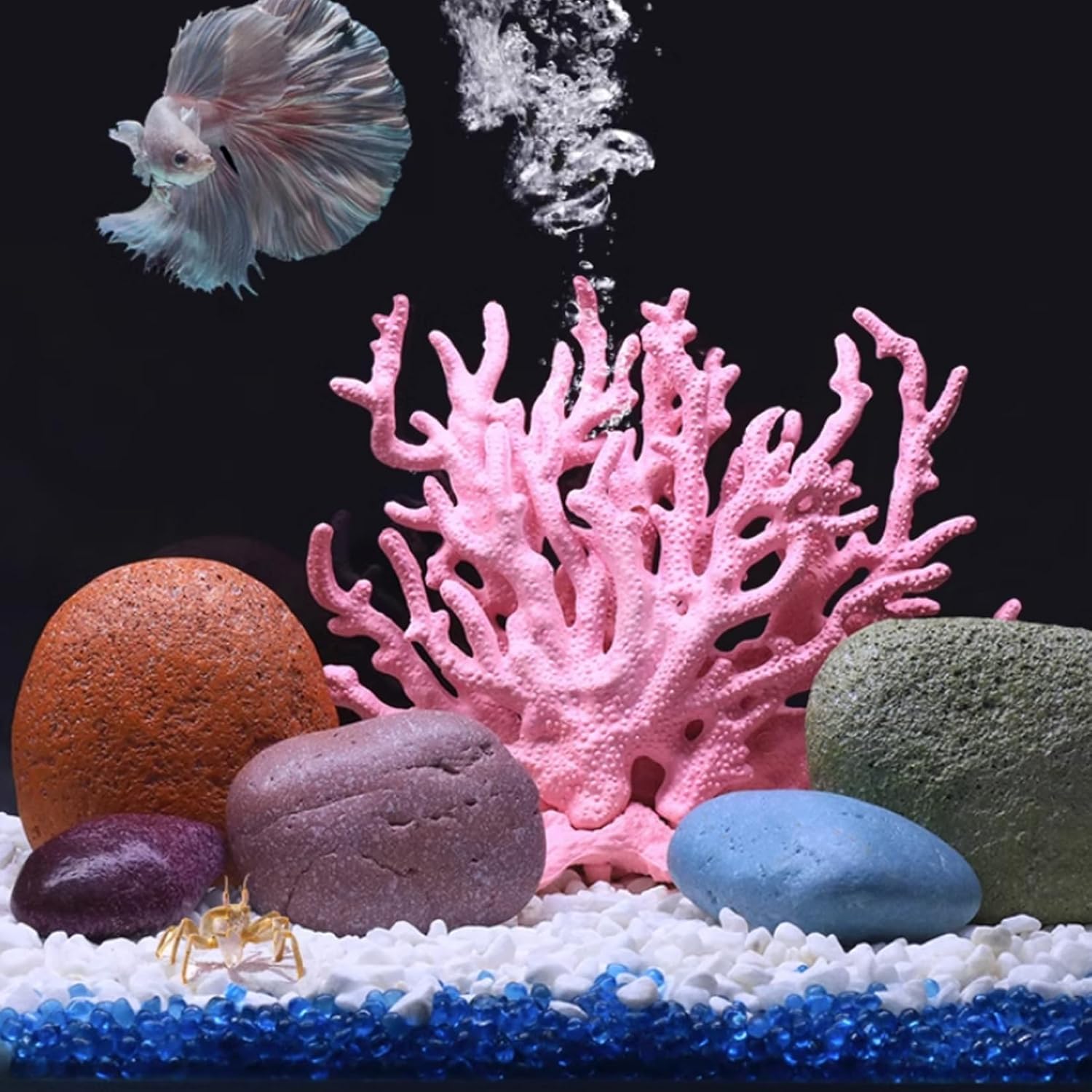 PENCK Aquarium Decorations Resin Reef Tank Decor Accessories Fake Coral Fish Tank Ornaments (Pink)