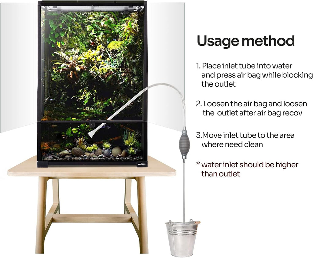 REPTI ZOO 67 Gallon Glass Terrarium Tank,Knock-Down Paludarium Large Terrarium 24"x18"x 36”,Bio Deep Base 10”, Double Hinge Door, Siphon Gravel Cleaner Set Included