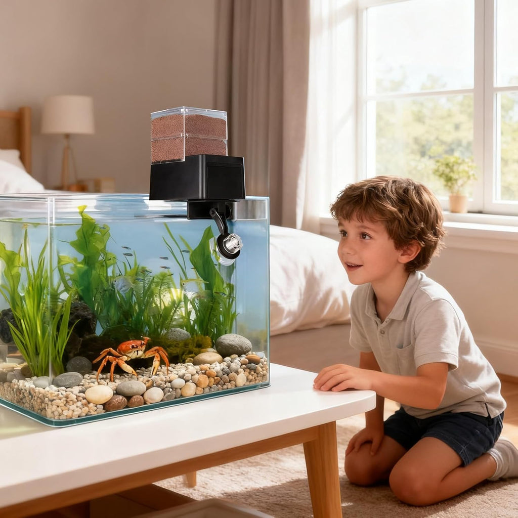Smart Fish Feeder, Adjustable Auto Dispenser, Compact Aquarium Timer Feature, ABS Waterproof Model Detail, Pet Feeding Accessory for Tank Pond Setup, for Home Turtle Betta Shrimp Feeding Note