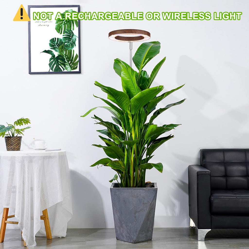 yadoker Plant Grow Light, LED Growing Light Full Spectrum for Indoor Plants,Aluminum Walnut Wood Grain Plant Lights,Height Adjustable, Automatic Timer, 5V Low Safe Voltage,Idea for Large Plant Light，