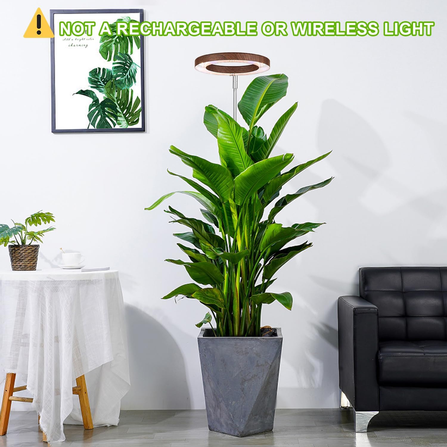 yadoker Plant Grow Light, LED Growing Light Full Spectrum for Indoor Plants,Aluminum Walnut Wood Grain Plant Lights,Height Adjustable, Automatic Timer, 5V Low Safe Voltage,Idea for Large Plant Light，