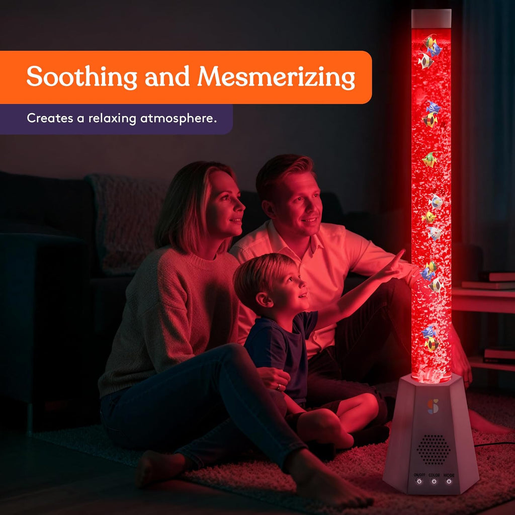 Special Supplies Aquarium Sensory Fish Bubble Light Tube with Bluetooth Speaker, 16-Color LED Nightlight, Remote Control, Floor-Standing Lamp for Kids and Adults, 4 Ft (Hexagonal)