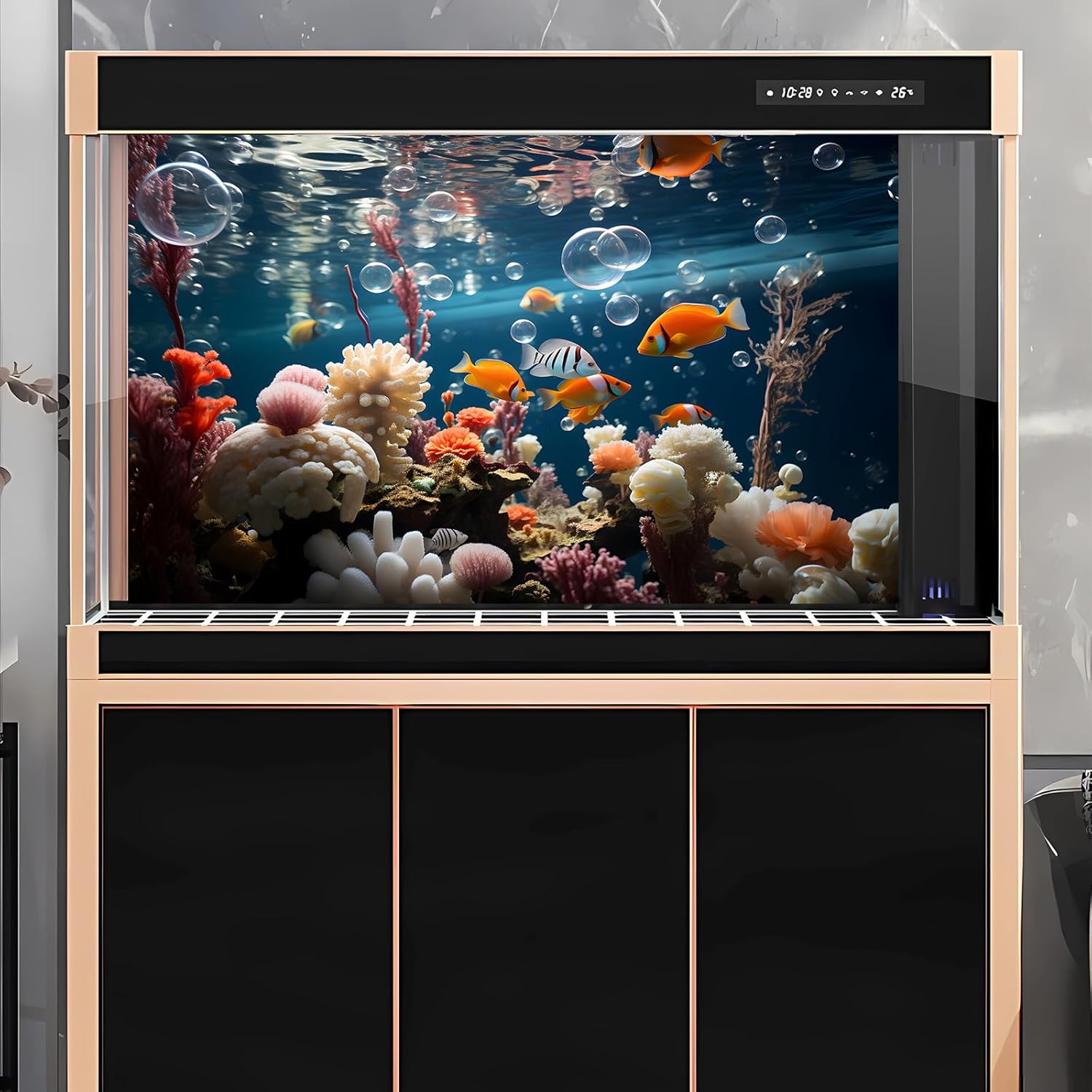 Underwater World Aquarium Background Colorful Corals and Reefs Tropical Fish Terrarium Background Tropical Jungle Style Under The Sea Fish Tank Background Blue Undersea World Tank Decors 72x16in