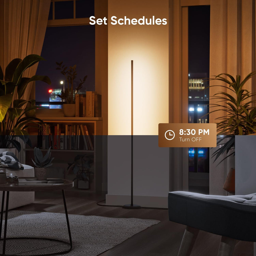 Nanoleaf Matter Smart Floor Lamp, LED Standing Lamps Work with Alexa, Music Sync Corner Lamp,16 Million Colors, 1700lm RGBTW Floor Lamp with Voice Control for Living Room, Ambient Lighting, Black