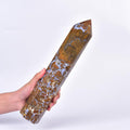 JIC Gem Extra Large Yellow Agate Healing Crystal Geode Obelisk Tower Points 6 Faceted Yellow Quartz Crystals Tower Wand Home Decor Chakra Meditation 3.5-4.0 Lbs