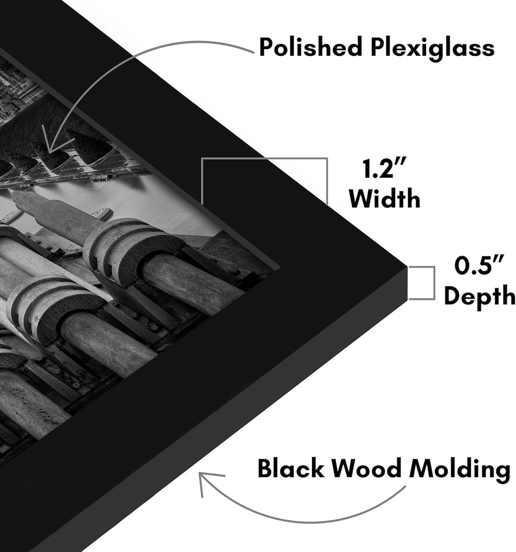 Americanflat 16x28 Picture Frame with Polished Plexiglass - Black Picture Frame - Wide Photo Frames Made of Engineered Wood for Vertical or Horizontal Wall Display - Epic Collection - Black