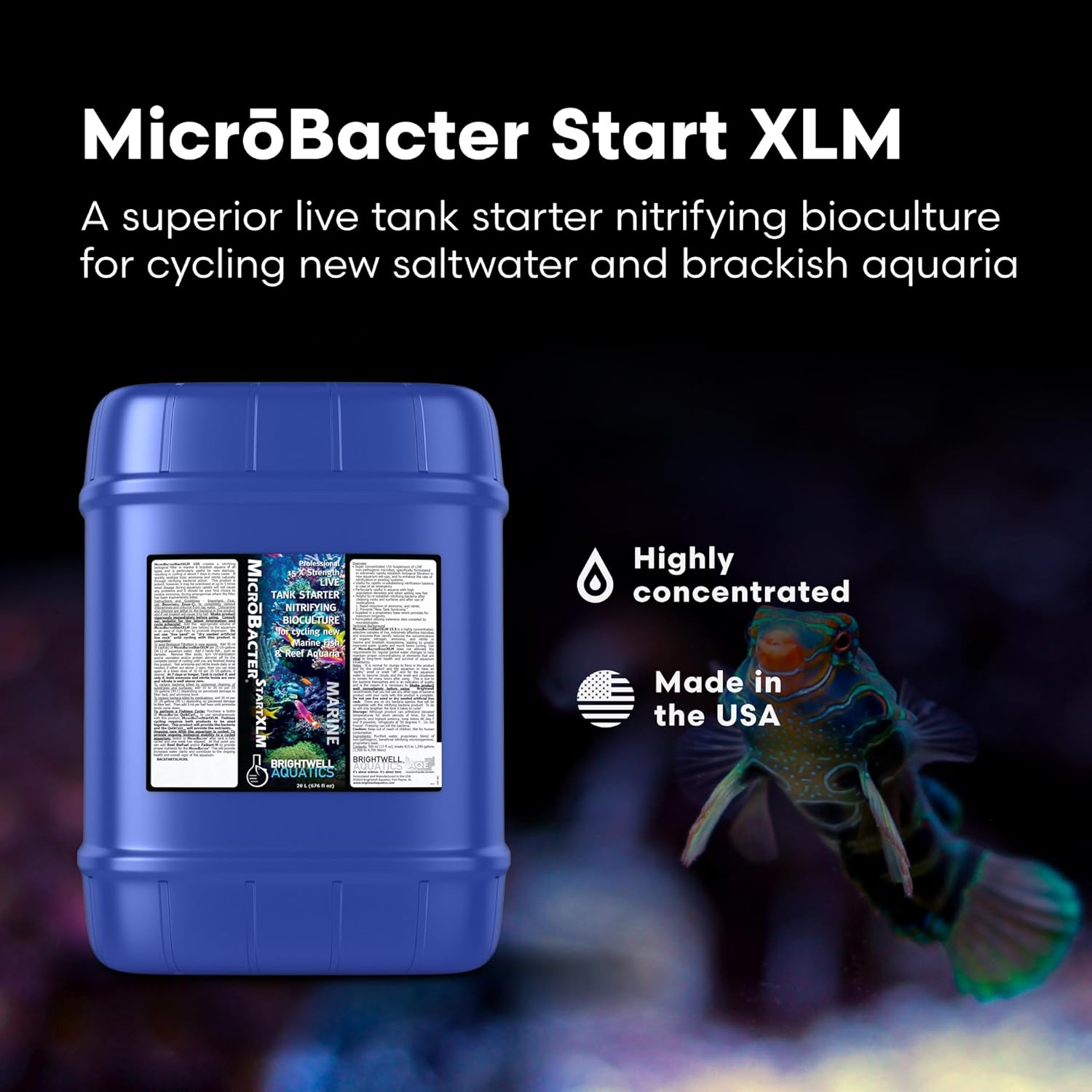 Brightwell Aquatics MicroBacter Start XLM - Concentrated Freshwater Nitrifying Bacteria - Quick Start Fish Tank Starter, Lift Microbe Levels & Water Filtering - Aquarium Water Treatments, 5.28 GAL