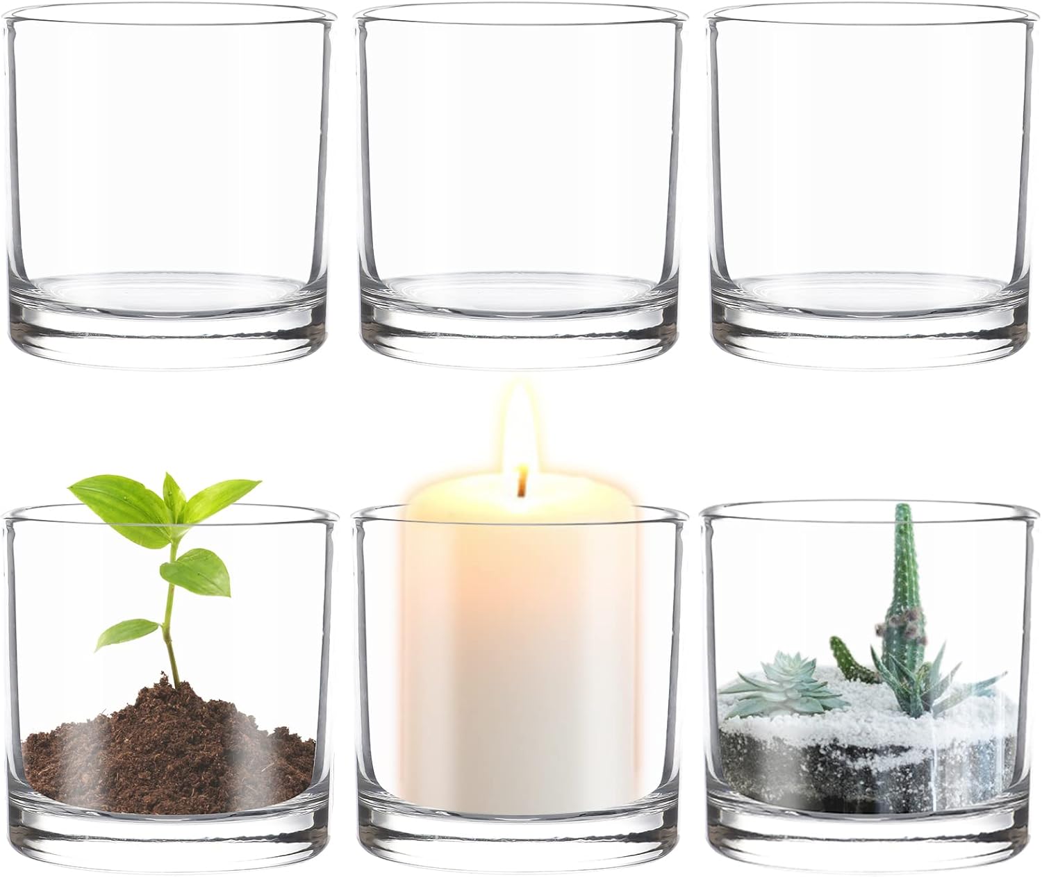 4 x 4 Inch Cylinder Vase,Set of 6 Small Glass Vases for Table Centerpieces,Clear Flower Vases,Decorative Glass Vase for Home Decor,Candle Holder,Wedding Favors(4" W X 4" H)