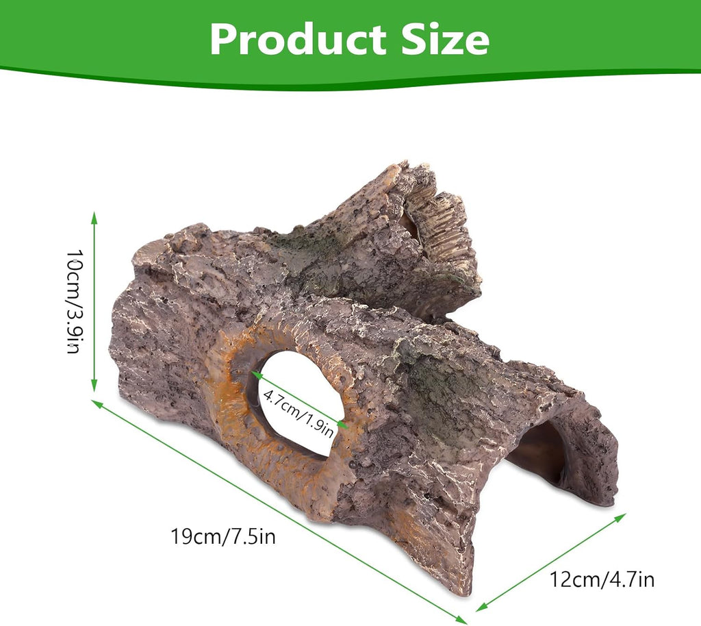 Bark Aquarium Decoration Resin-Realistic Wood Texture Fish Tank Ornament with Hiding Spot for Bottom Fish-Approx. 7.5" L x 4.7" W x 3.9" H(Bark)