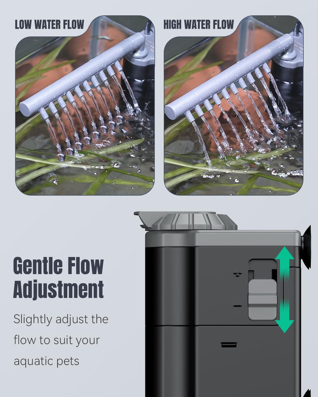 Pawfly Aquarium Filter, 3 W Small Fish Tank Filter, Internal Submersible Aquarium Filter with Foam & Adjustable Water Pump, Quiet Filter for 8-20 Gallon Fish Tanks