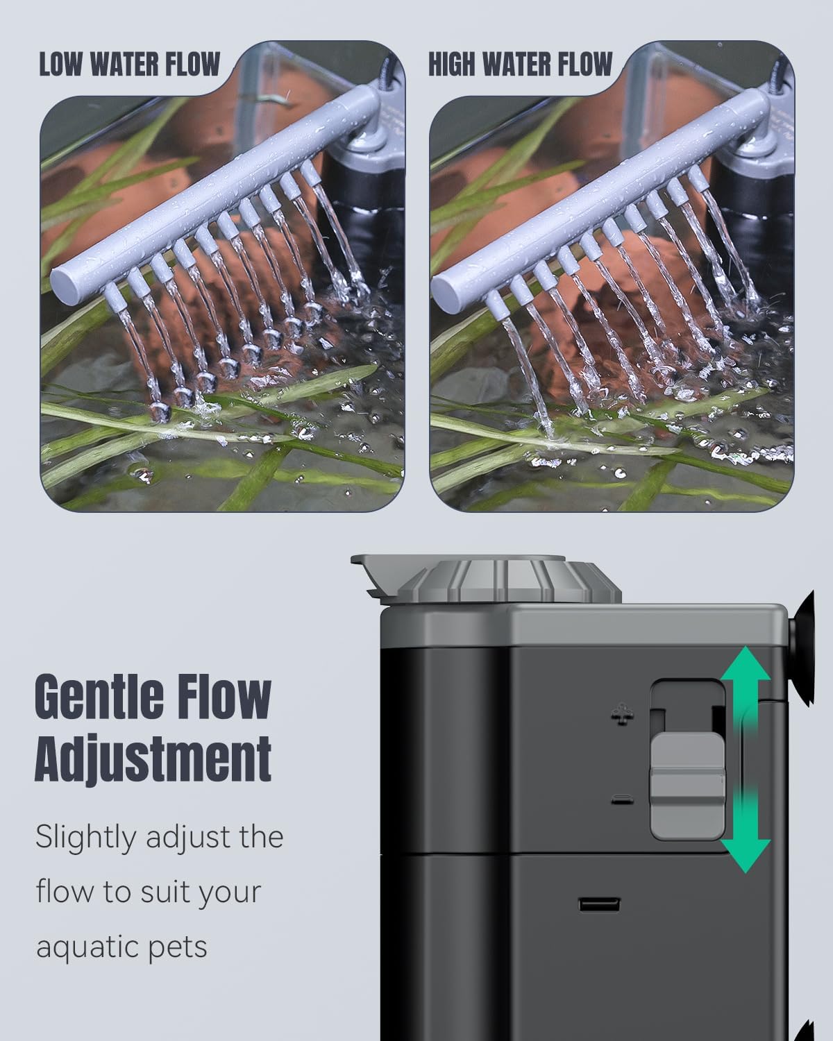 Pawfly Aquarium Filter, 3 W Small Fish Tank Filter, Internal Submersible Aquarium Filter with Foam & Adjustable Water Pump, Quiet Filter for 8-20 Gallon Fish Tanks