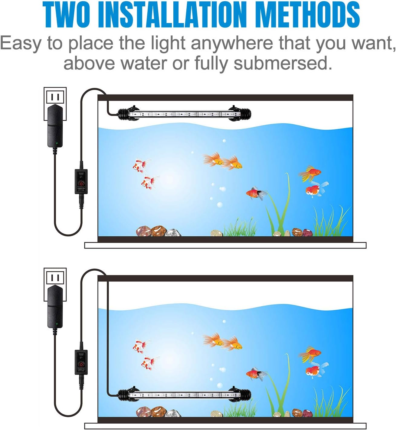 iKefe 11" Color Changing LED Fish Tank Aquarium Submersible Light with Remote/Colored Aquarium LED Tank Lights Fixture for Underwater Decorations, Plant Grow, Saltwater Freshwater Fish, KR5011