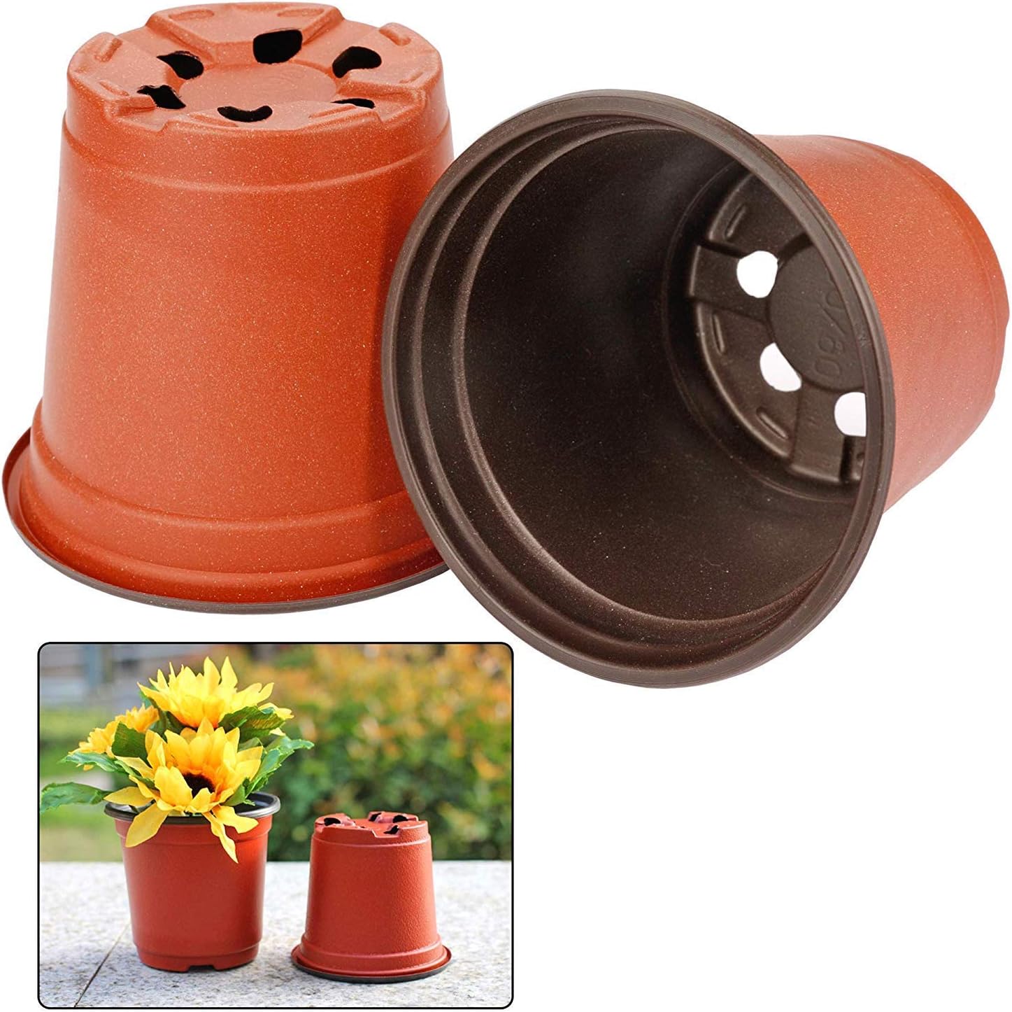 Augshy Nursery Pot, 75 Pcs 4" Plastic Nursery Seed Starting Pots Flower Plant Container for Succulent Seedling Cutting Transplanting