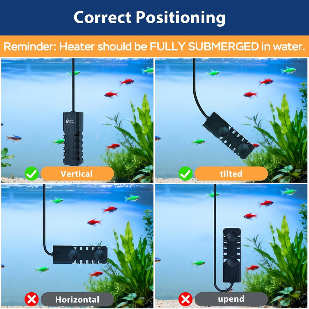 AquaMiracle 25W Submersible Aquarium Heater with LED Digital Display Thermostat, Fish Tank Heater Turtle Heater with Protective Housing, for Tanks 1-5 Gallons