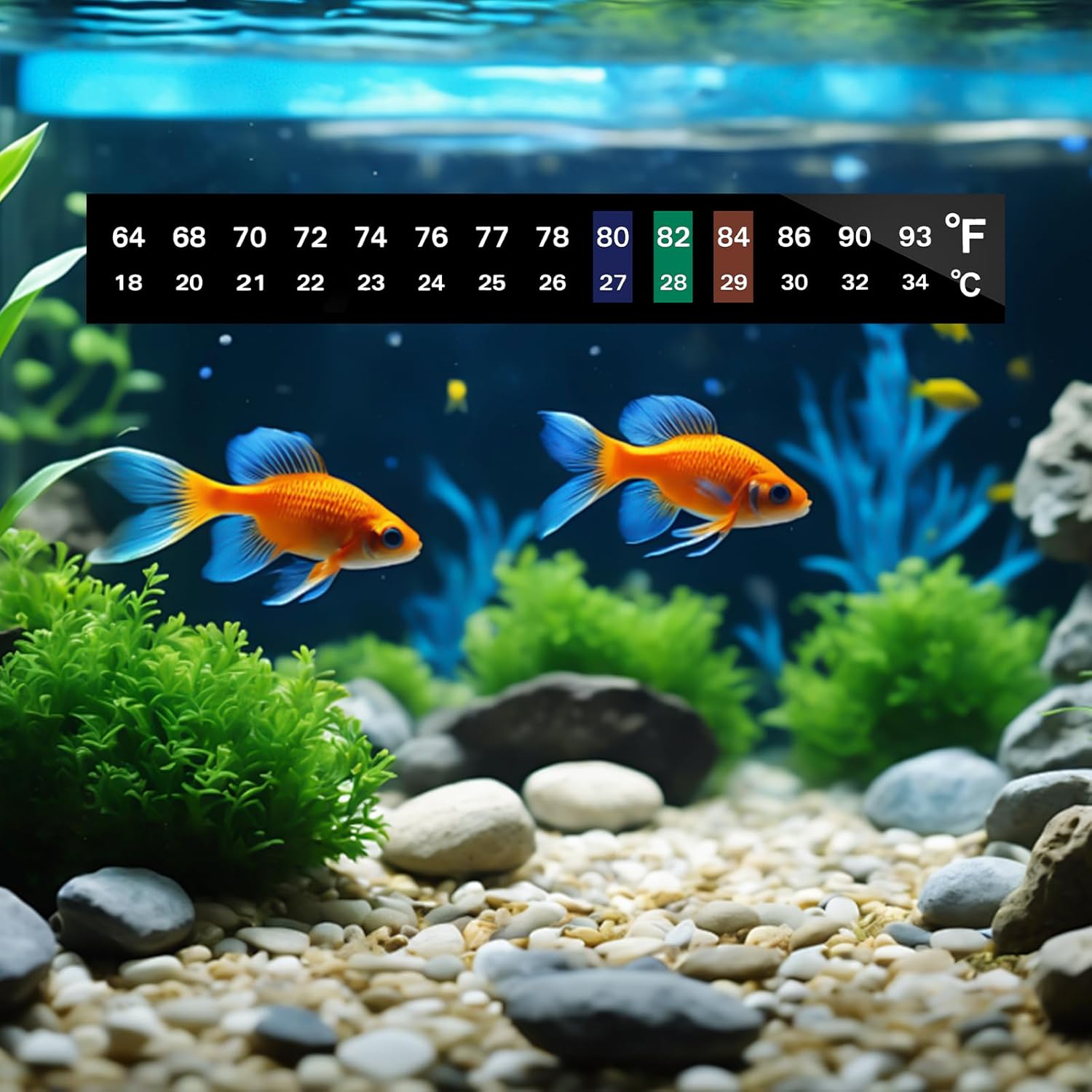 AQUANEAT 6 PCS Aquarium Thermometer Strips, Fish Tank Thermometer Sticker, Terrarium Water Temperature Test (0.71" x 5.13")
