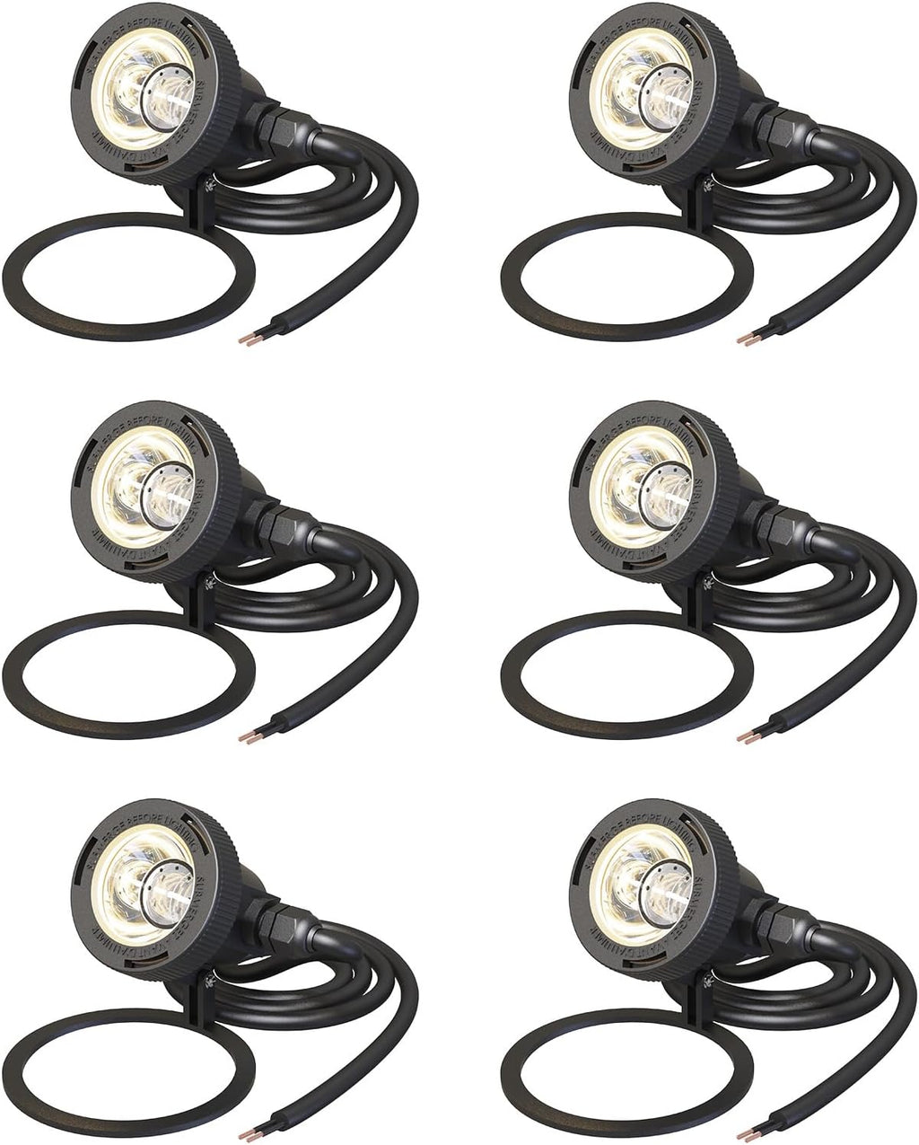 Low Voltage Pond Lights 6PK Landscape Lighting Submersible Light 2900K Warm White 5.4W 135 Lumens Underwter Lights Floodlight with 15FT Wire for Swimming Pool, Fountain, Pond
