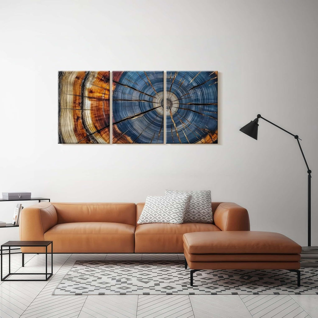 3pcs Tree Rings Abstract Wood Grain Framed Wall Art Decor Canvas Print Picture Nature Plant Modern Artwork Poster Gallery Bedroom Living Room Office 12x16 Inch Ready to Hang