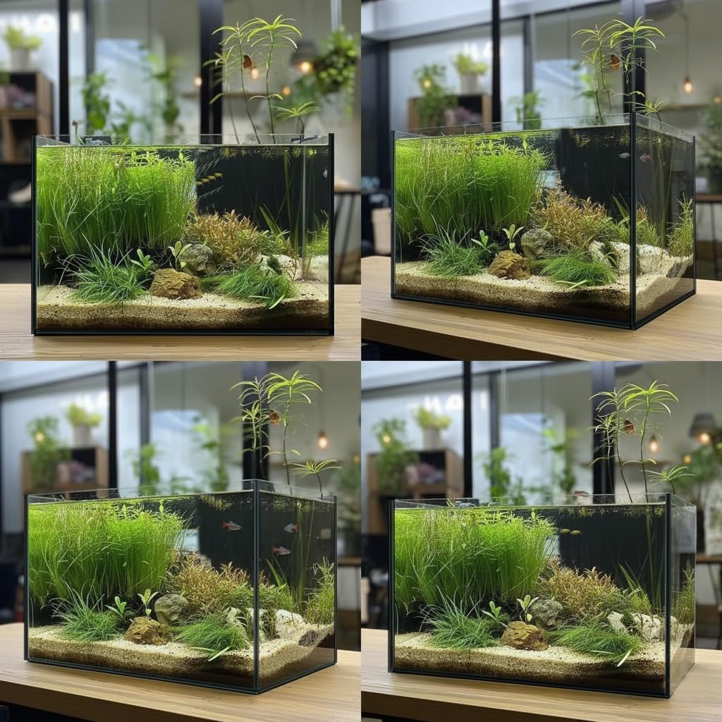 2.6 Gallon Glass Fish Tank Cube, Small Aquarium Fish Bowl for Betta Goldfish Snails Shrimp Aquatic Planting, Easy to Maintain Ultra Clear Rimless Design for Desktop Small Spaces
