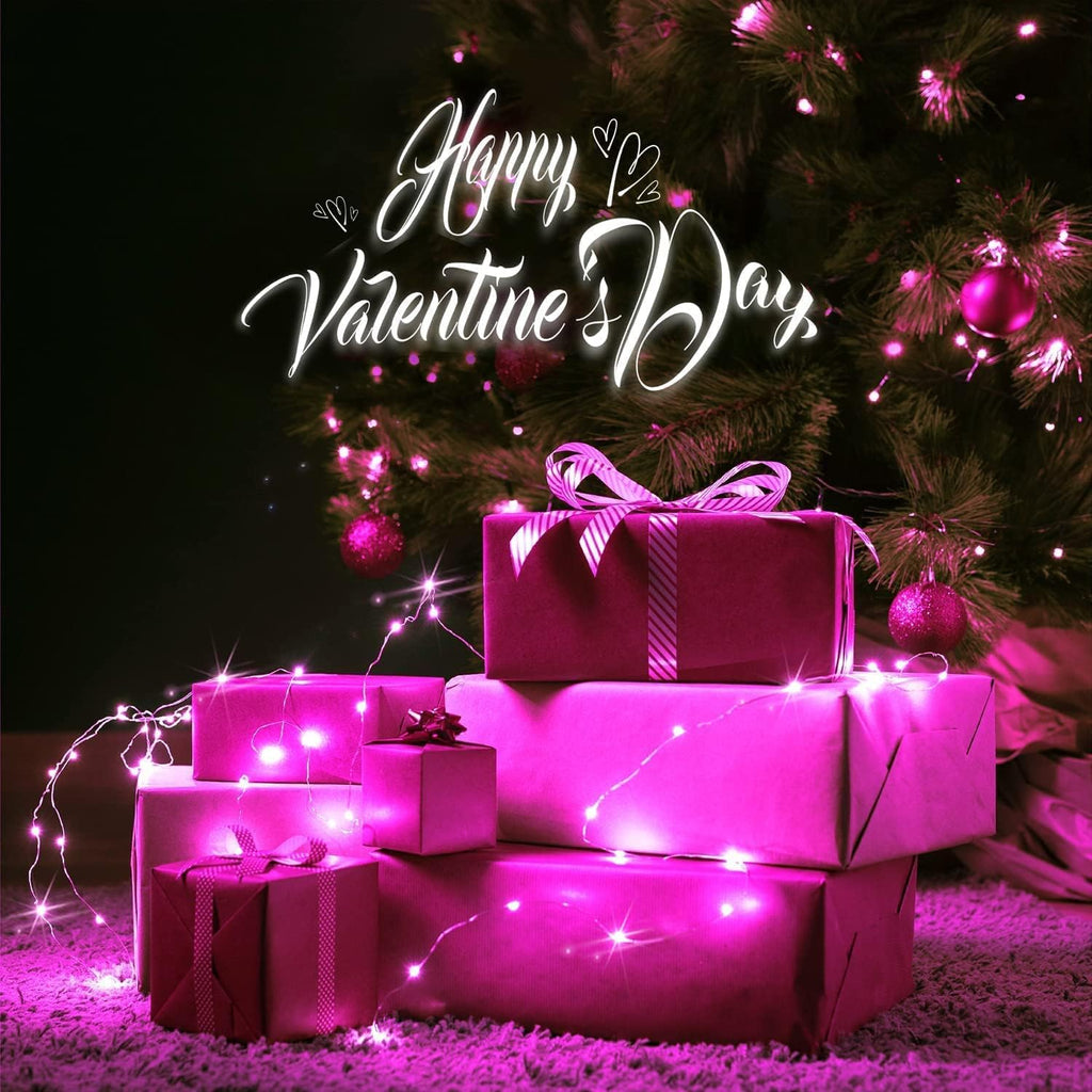 JMEXSUSS 2 Pack Pink Fairy Lights Battery Operated, Total 400 LED 132ft Christmas Twinkle String Lights with Remote, 8 Modes Pink Lights for Christmas Valentine's Day Indoor Bedroom Birthday Decor