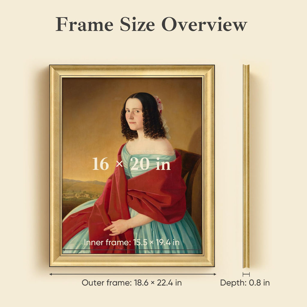 HLiWEGNS Brushed Gold 24x30 Frame – Poster Frame with Brushed Gold Finish – Picture Frame for 24 x 30 Artwork, Canvas Prints, Puzzles, and Wall Decor