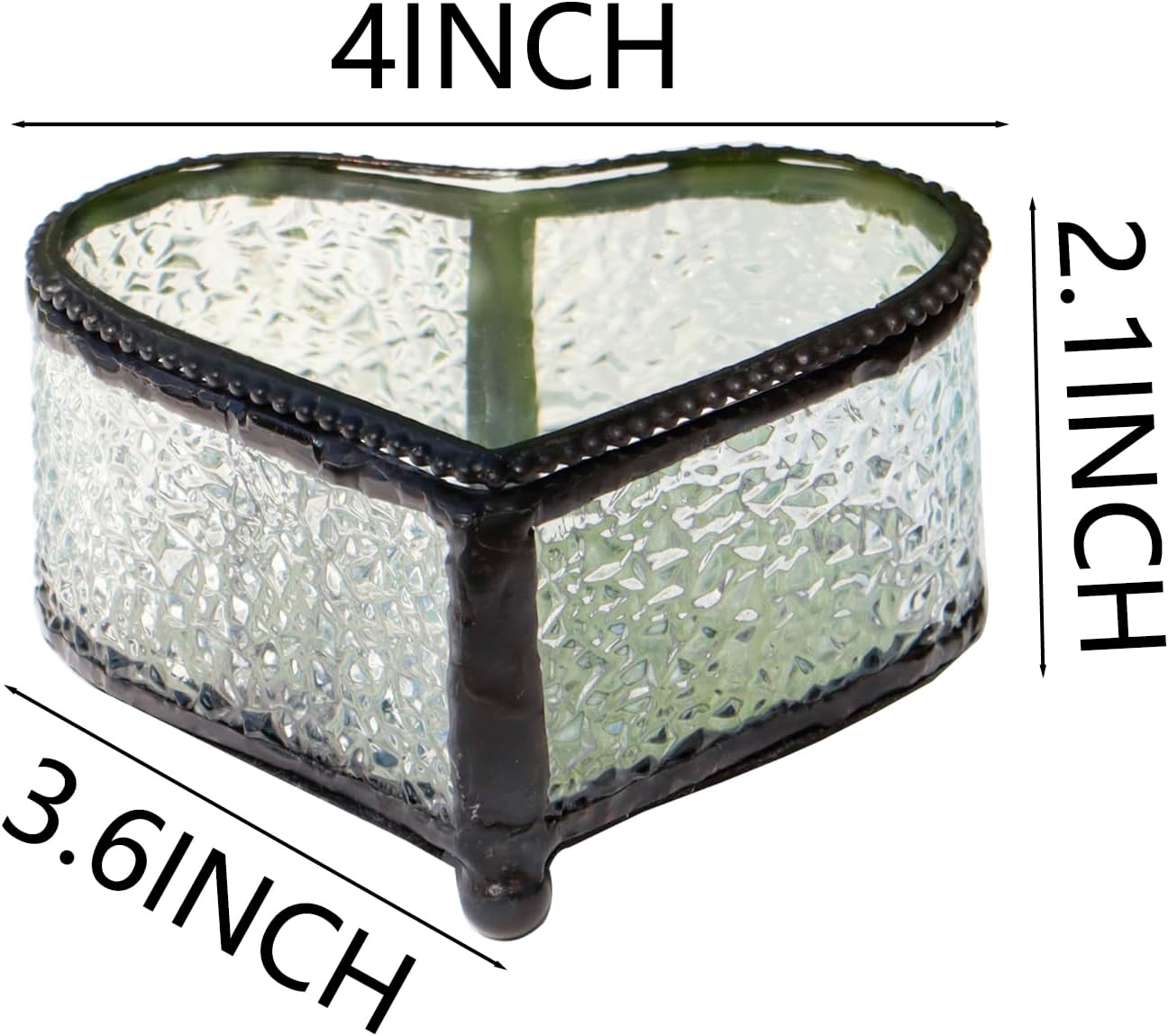 Glass Vintage Jewelry Box Keepsake storage Trinket Ring Display Box Home Decor Embossed Clear Glass Box Organizer(4×3.6×2.1Inches)