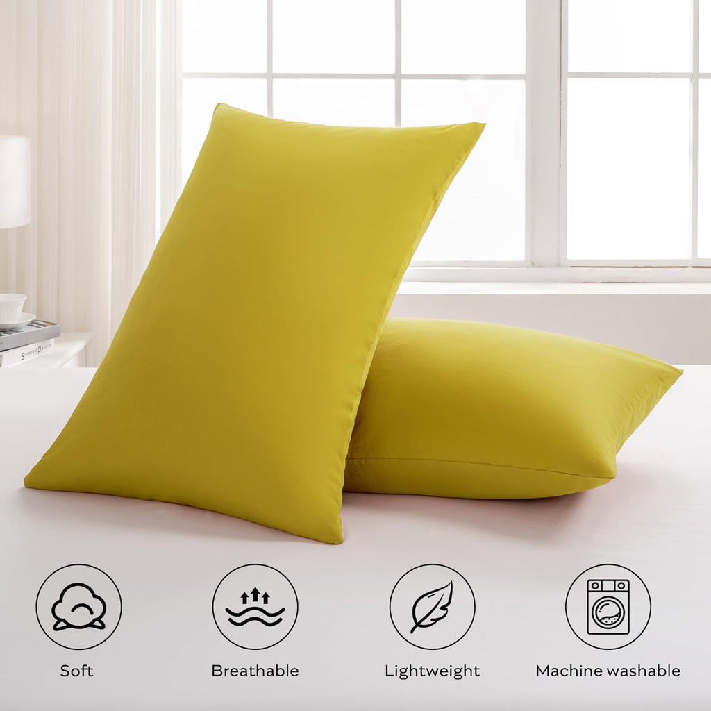 JELLYMONI Pillowcases Standard Set of 2 Cotton Envelope Pillow Covers Ginger 20×26in Bed Pillow Cases 100% Washed Cotton Soft Breathable (Pillows are not Included)