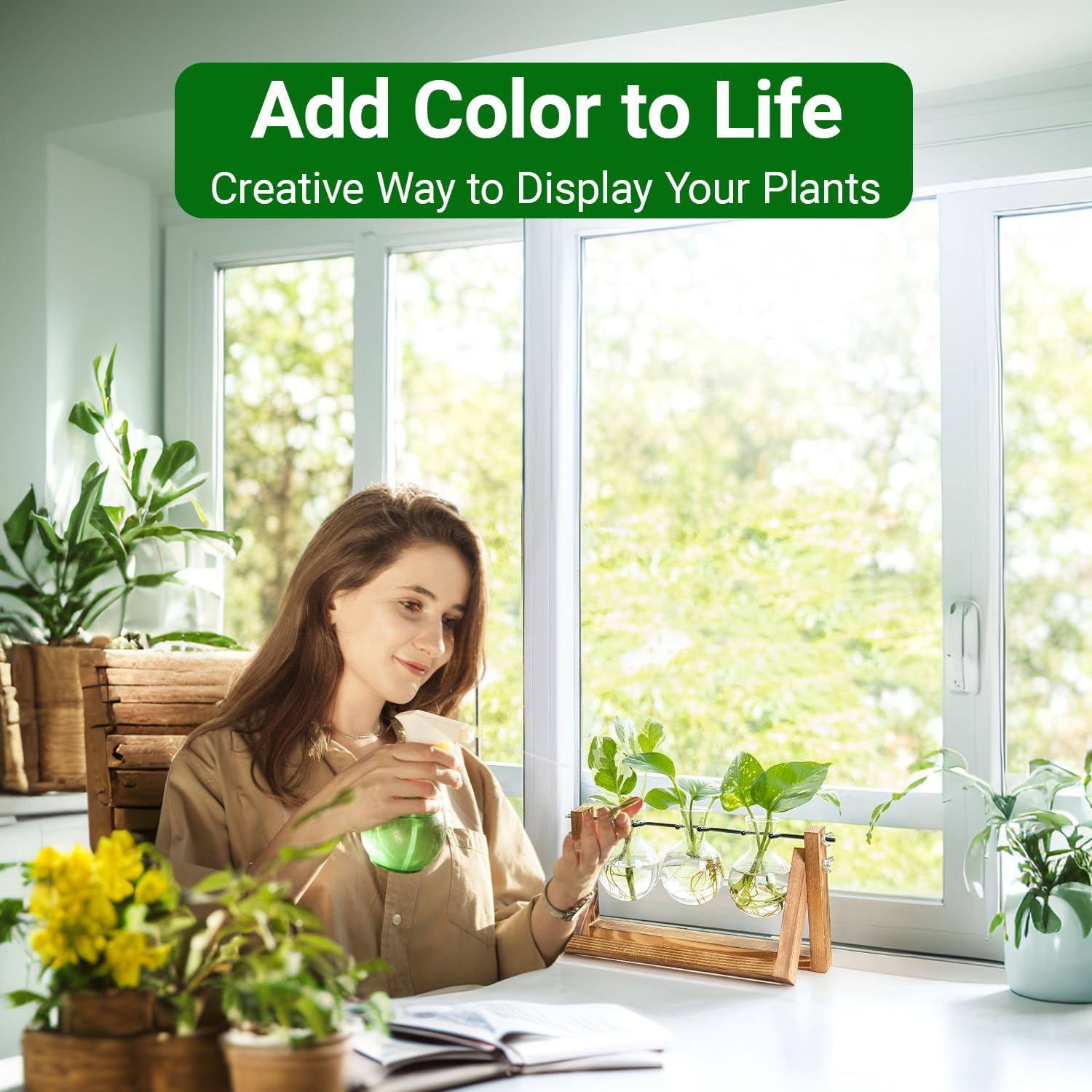 Propagation Station, Plants Terrarium, Plants Lover Gifts for Women,Plant Cutting Holder Home décor,Gifts for Women,House Warming New Home-3 Bulbs-C Type