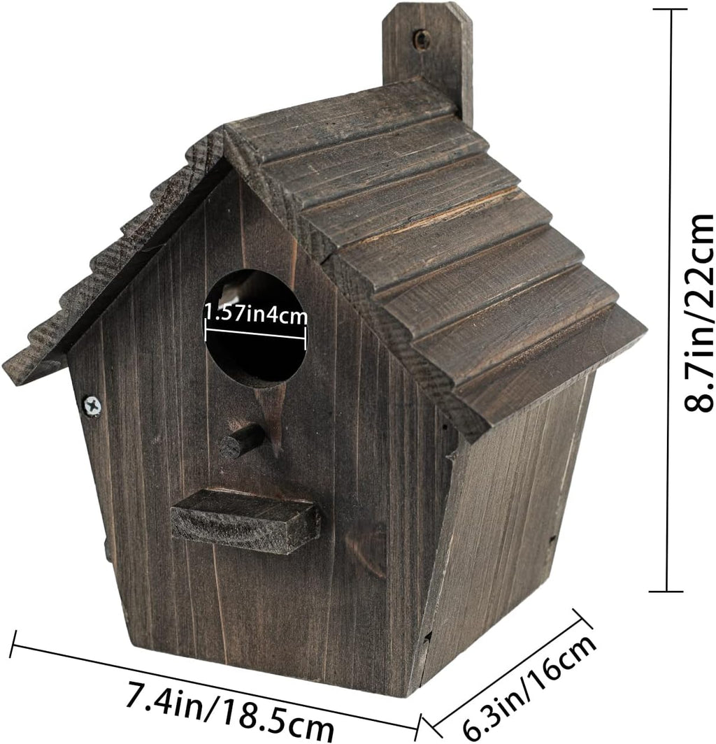 Bird House Black Birdhouse Bird Houses for Outside with Pole Wooden Bird House for Finch Bluebird House Cardinals Hanging Birdhouse Clearance Garden Country Cottages B8-2