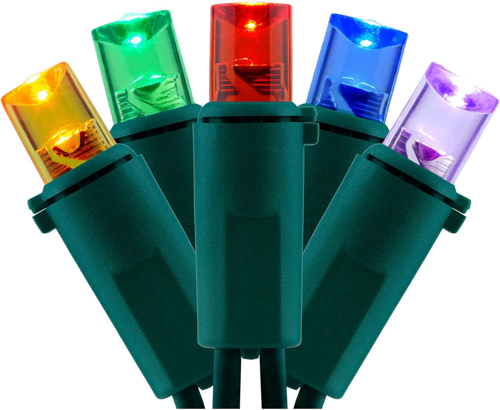 YULETIME 200 Multicolor Wide Angle LED Christmas Lights, 66 Feet Green Wire UL Certified 5mm Holiday String Light Set (Multicolor)