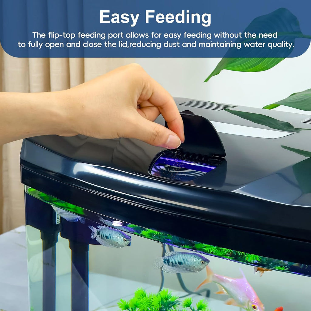 13 Gallon Glass Aquarium Starter Kit with Flip-Top Feeding Port for Betta Fish: Crystal Clear Viewing, Eco-Cycle Filtration, Air Pump, and LED Lighting