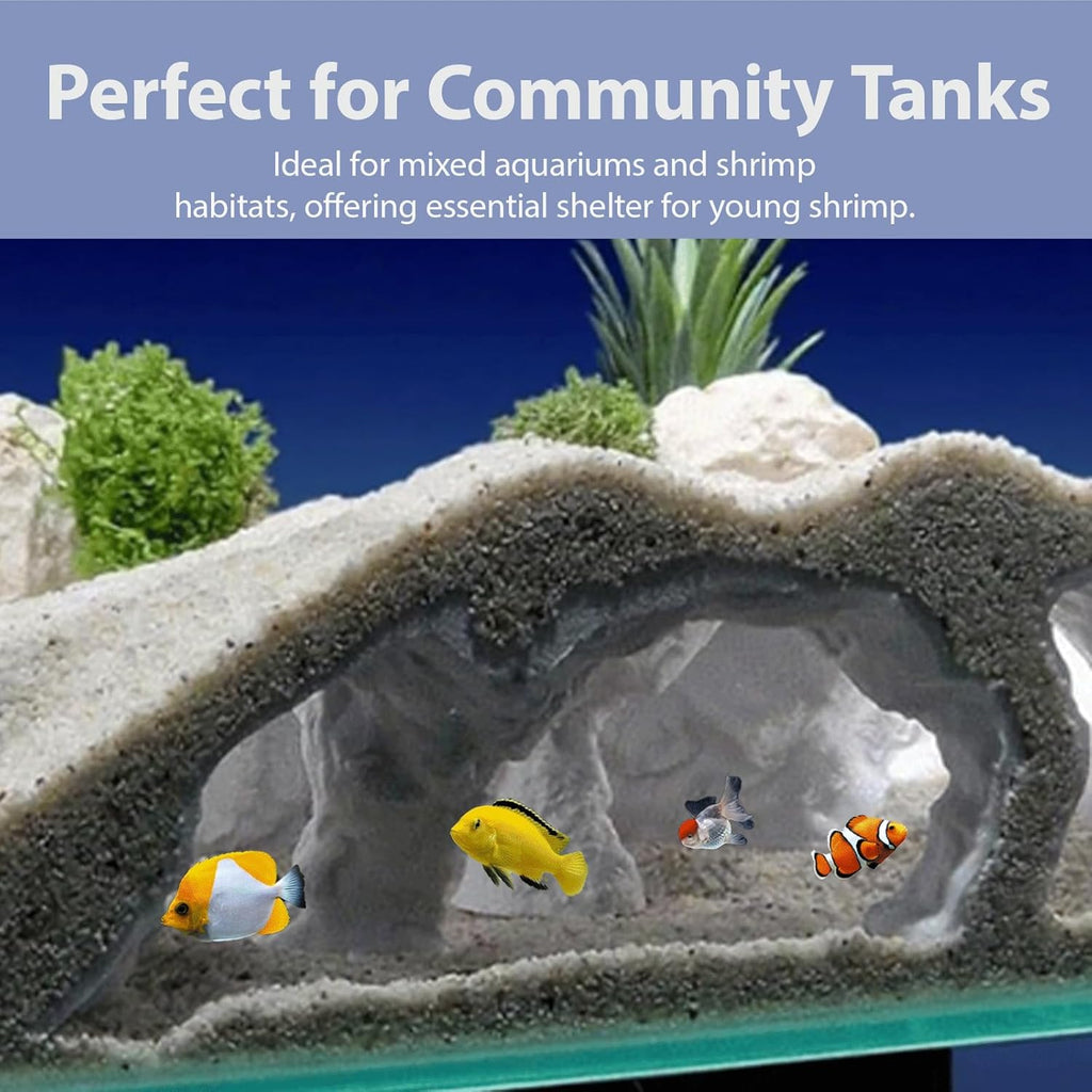 Aquarium Decor, Natural Curve Under Gravel Tunnel Cave, Fish Cave for Aquarium, 3D Printed Fish Tank Tunnel Decor for Betta, Guppy, Shrimp, Cory, Small Cichlid (Small)
